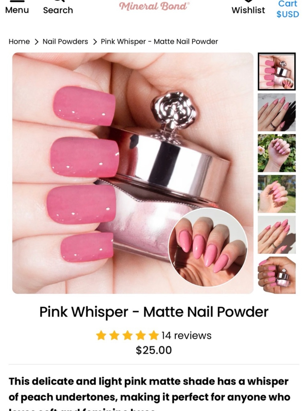 NWOT Sistaco Pink Whisper Matte Nail Powder